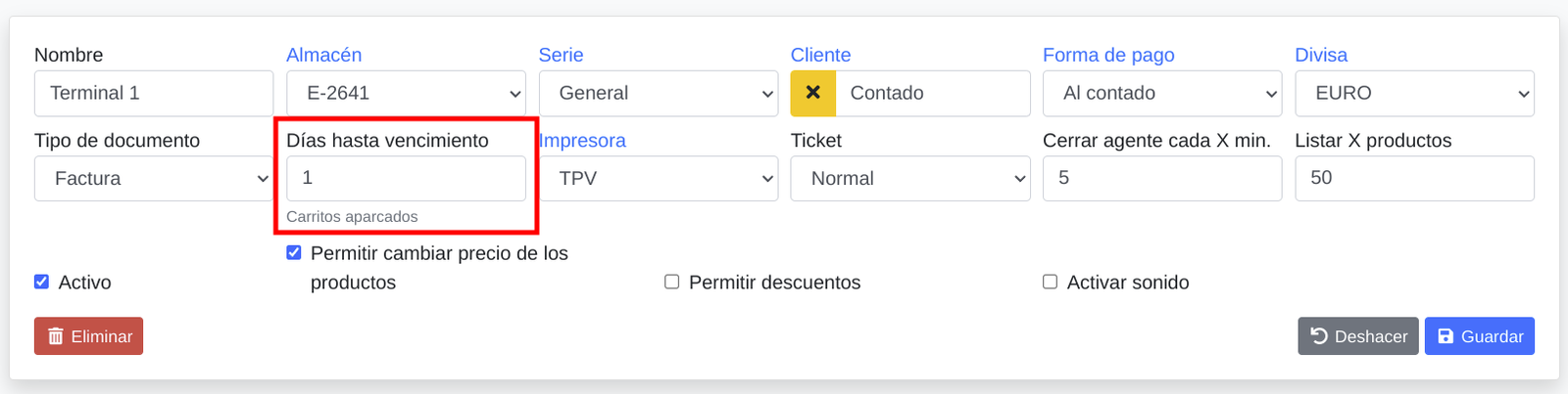 Aparcar i recuperar un tiquet del TPV