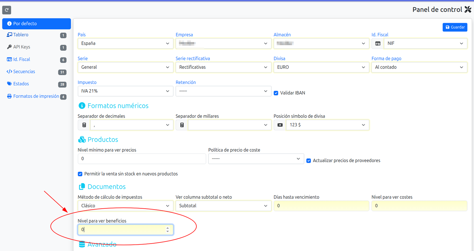 Beneficis per document