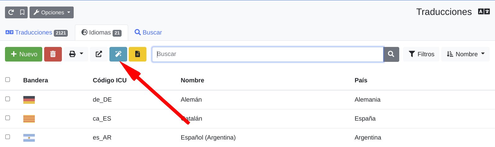 Carregar els idiomes per defecte per a les traduccions