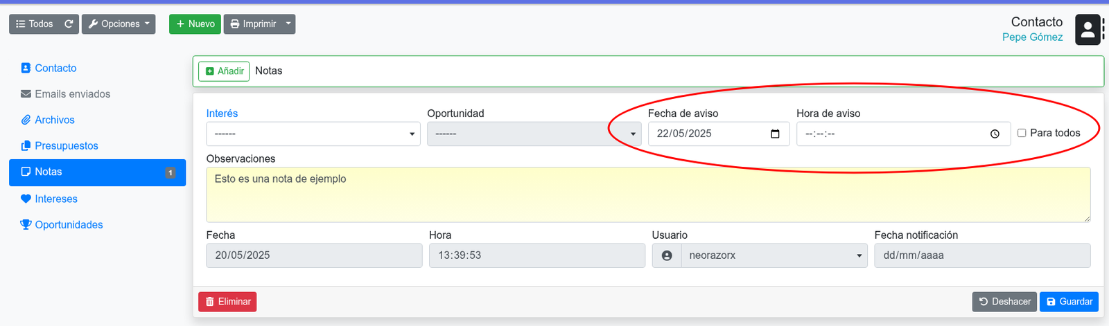 Com afegir notes i recordatoris a contactes