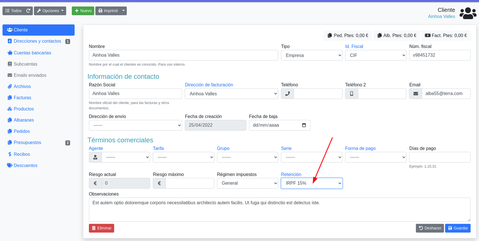 Com configurar les retencions d'IRPF
