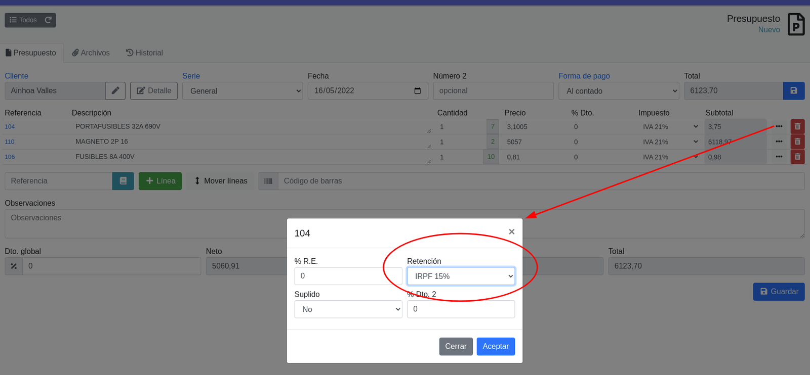 Com configurar les retencions d'IRPF