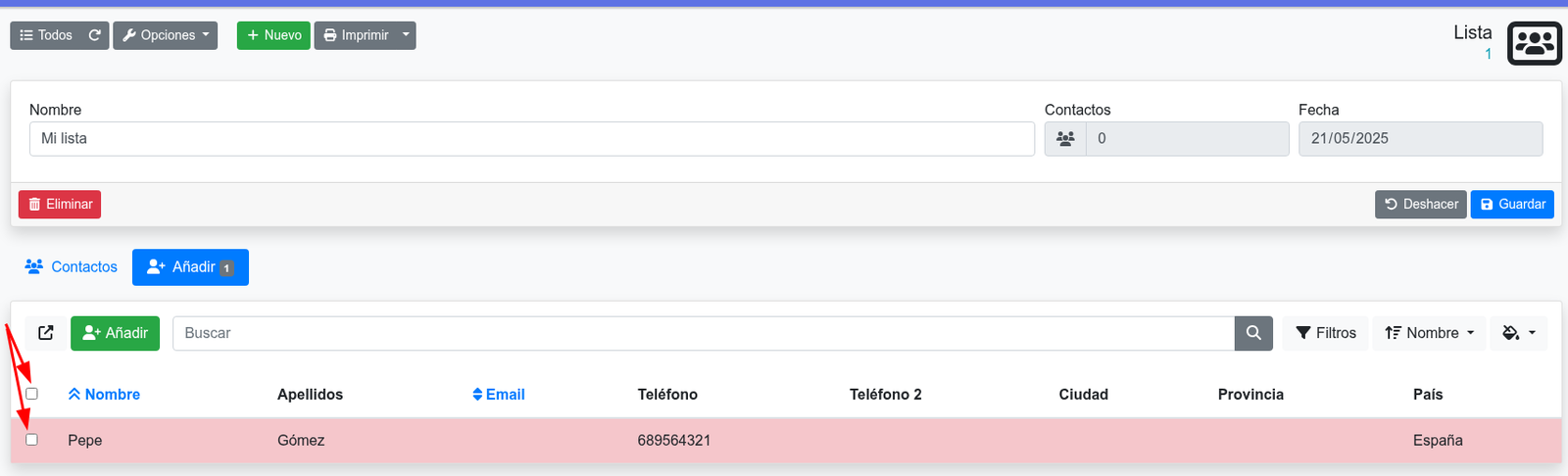 Com crear llistes de contactes