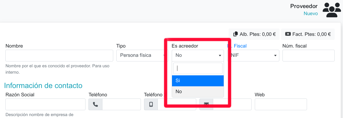 Com crear un creditor