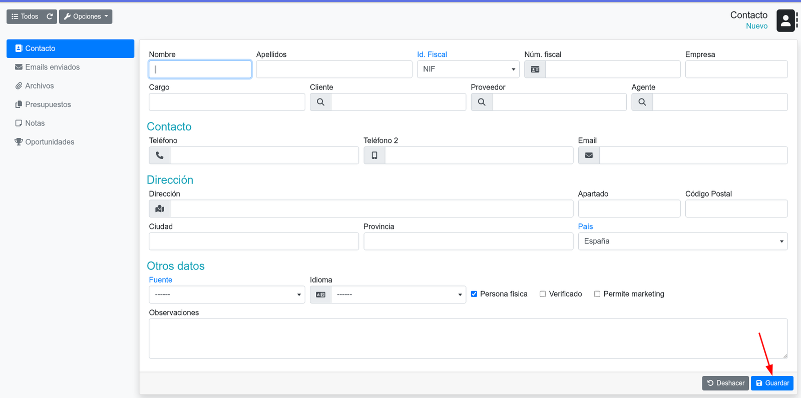 Com crear un contacte al CRM