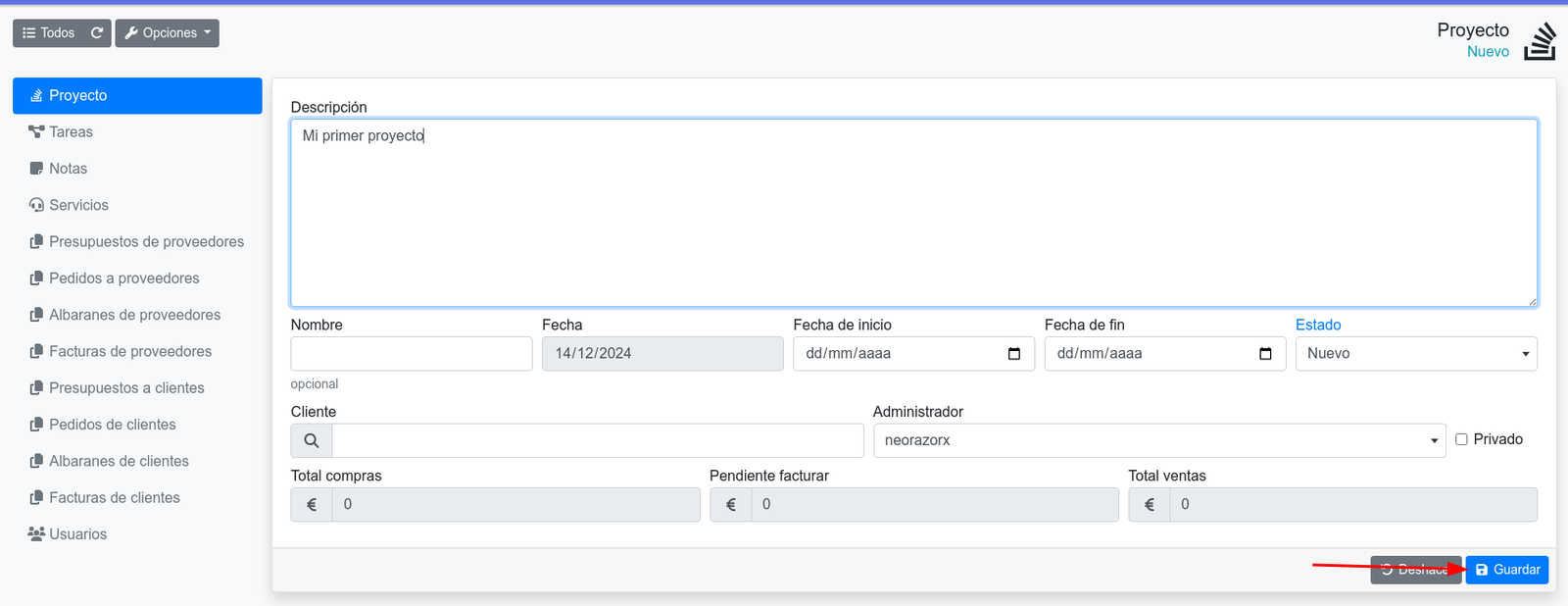 Com crear un projecte
