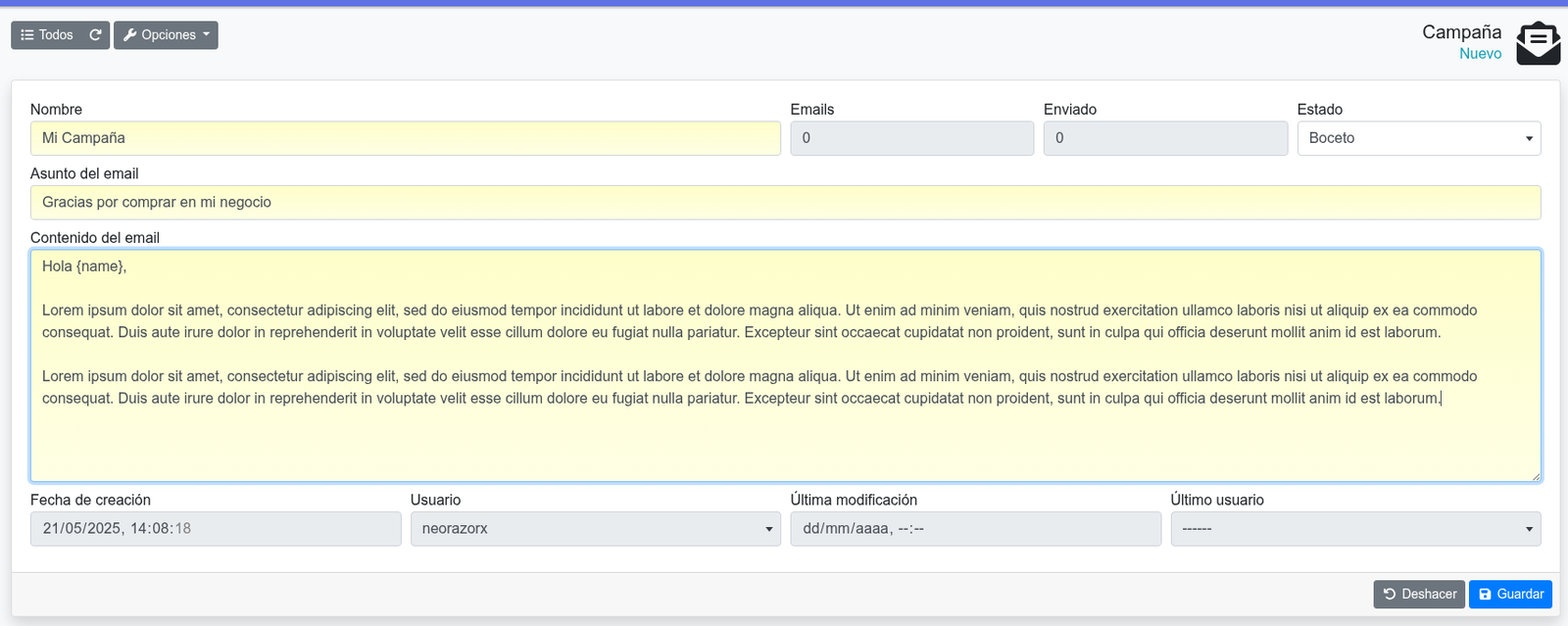 Botó d’email als llistats
