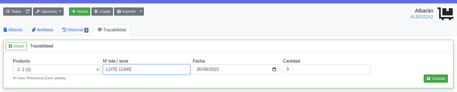 Registrar lots en les compres