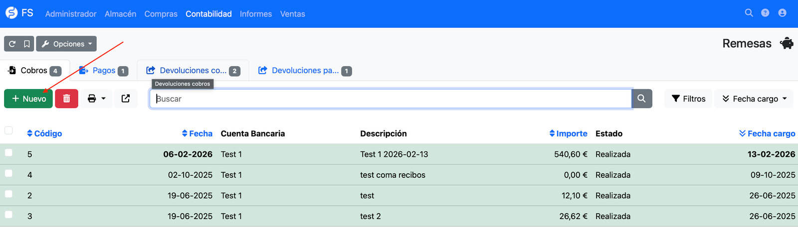 Crear la remesa