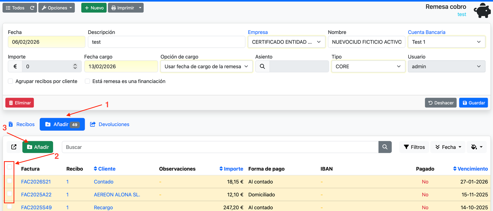 Crear la remesa