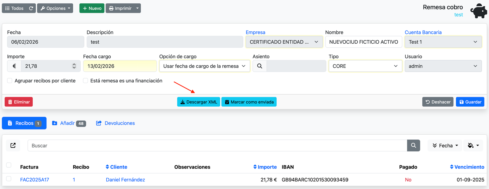 Remesa de cobrament
