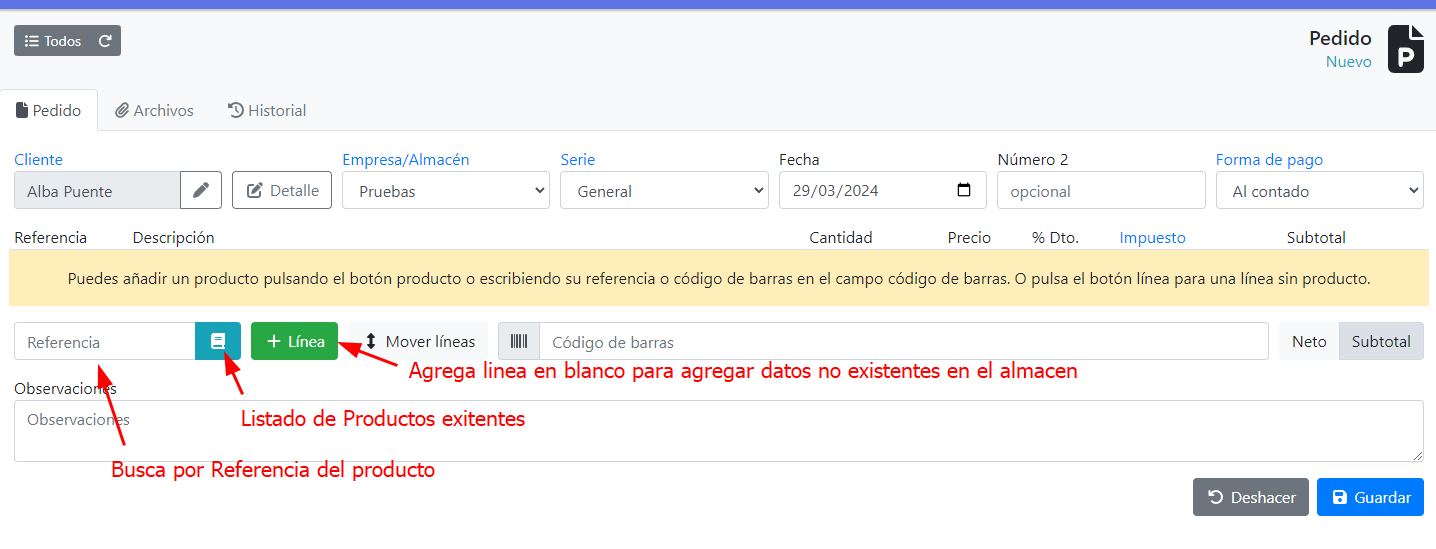 Com fer una comanda de client