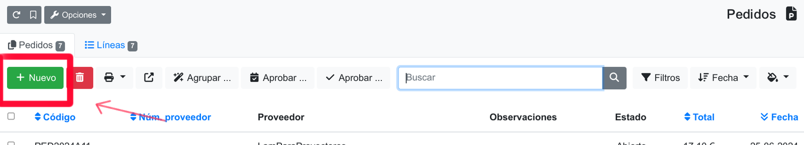 Com registrar una comanda de compra