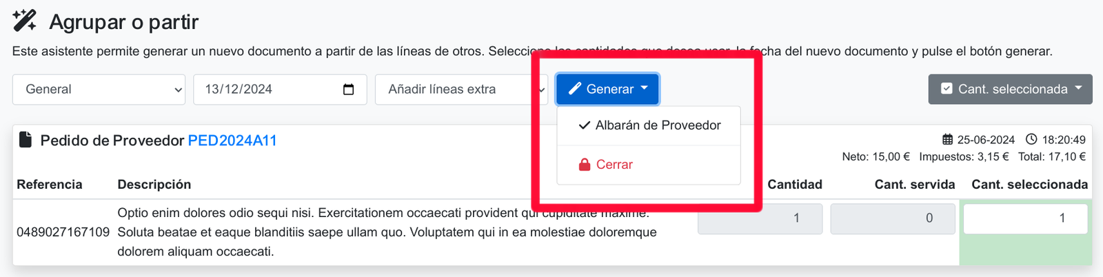 Com registrar una comanda de compra