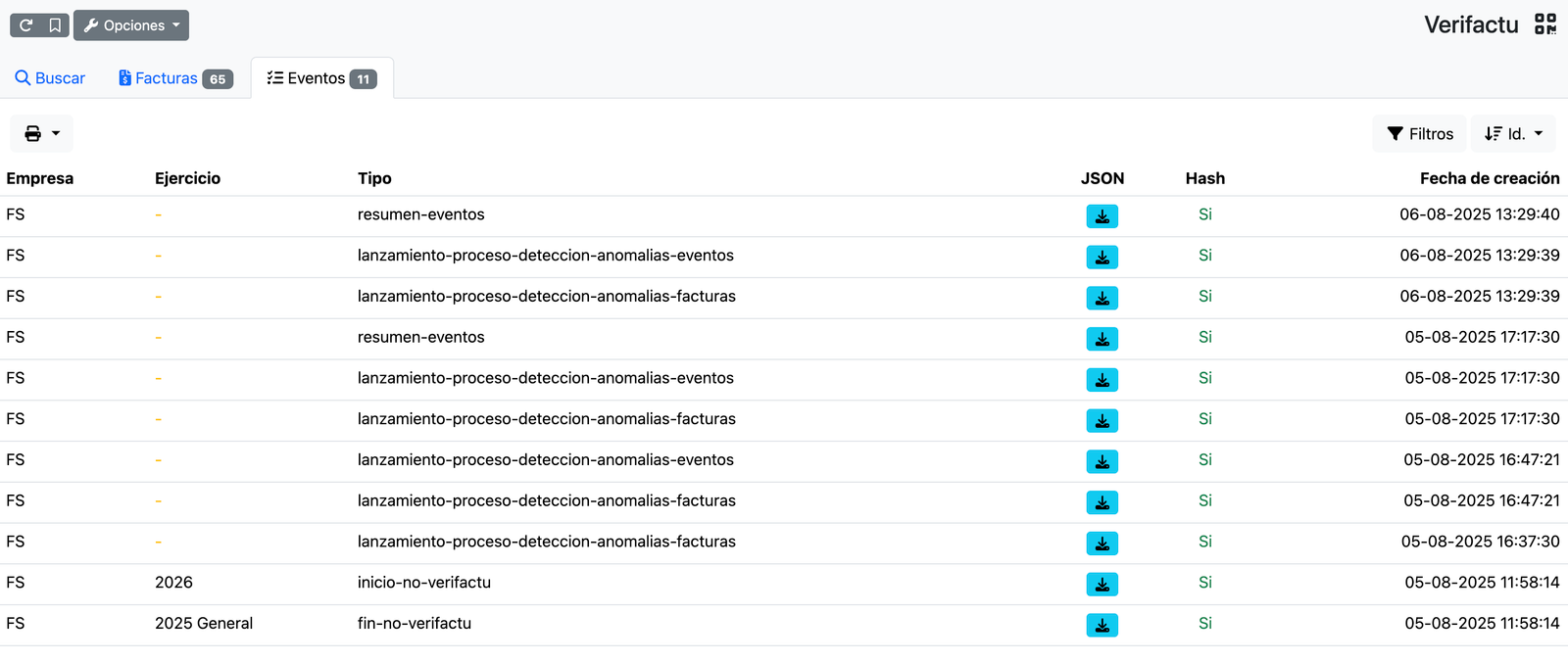 Com veure l'informe de registres de factures i esdeveniments