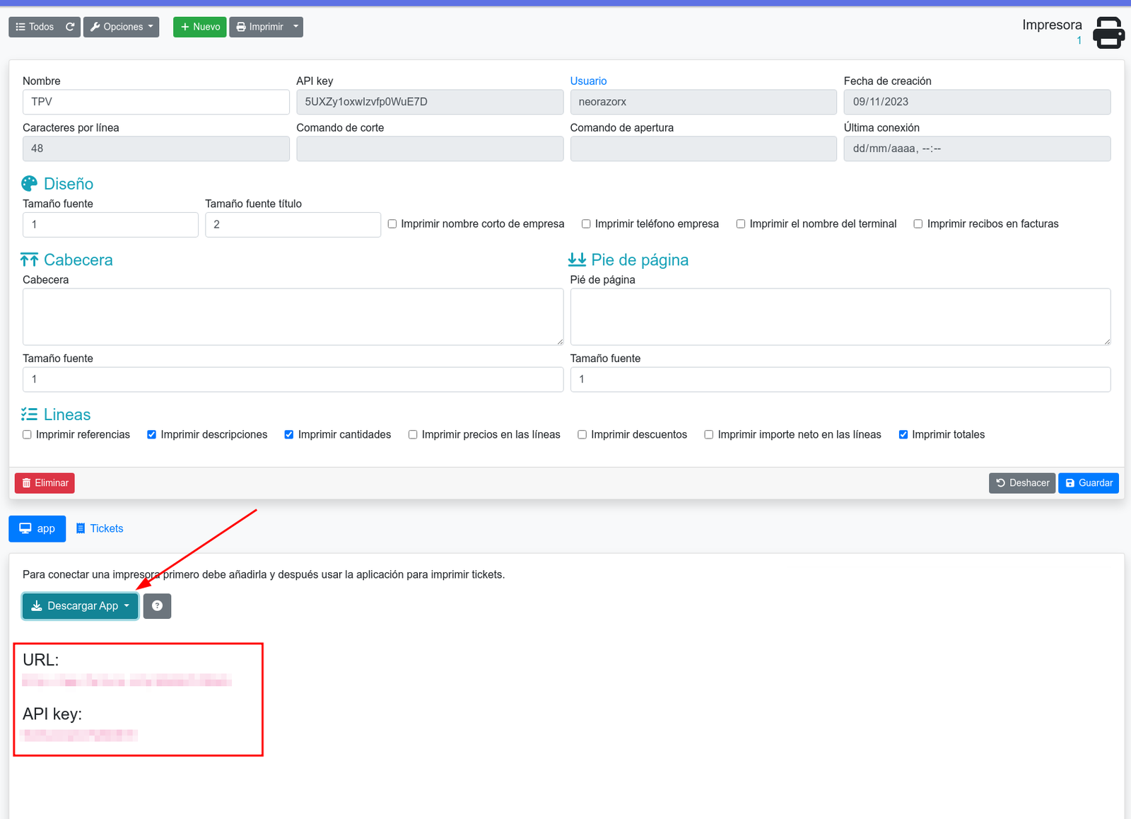 Configurar la impressora de tiquets