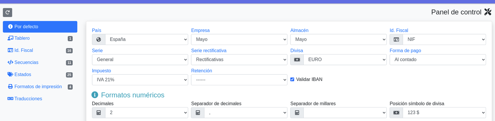 El panell de control