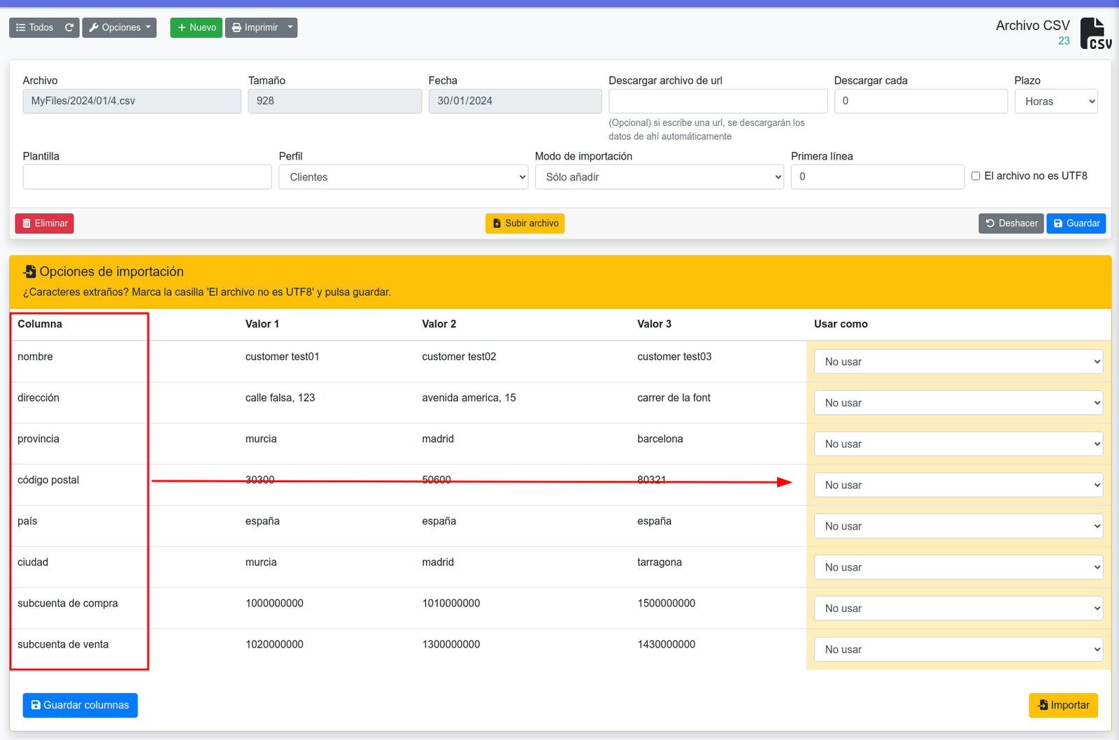 Importació avançada i programada