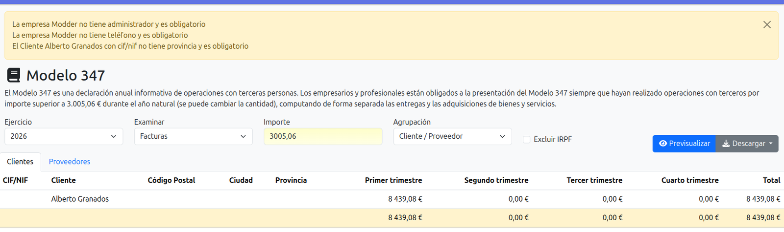 Operacions amb tercers